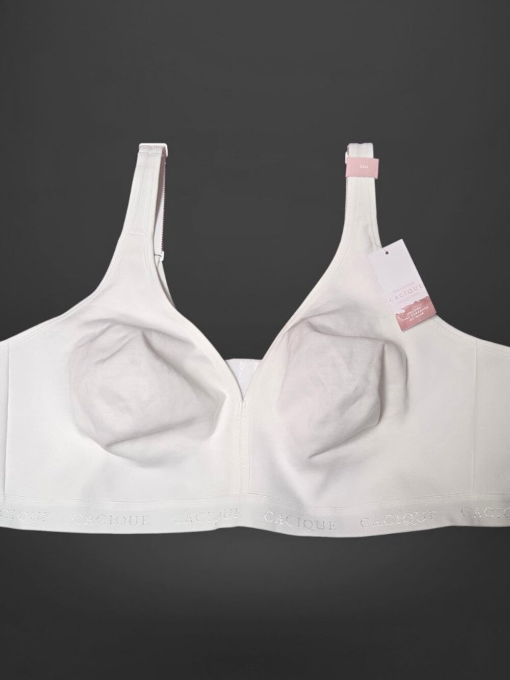 Cacique Lane Bryant Cotton Unlined Full Coverage No Wire White Bra 52D
